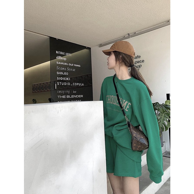 Bộ quần áo nữ OTHO nỉ bông set quần áo đen nâu freesize cá tính ulzzang phong cách Hàn Quốc