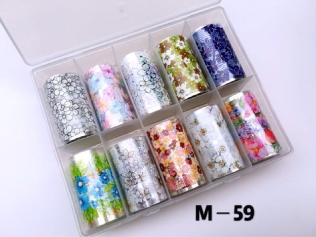 Foil hoa làm nail hộp 10 mẫu mới