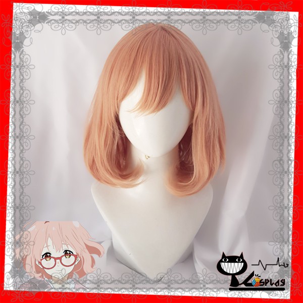 [sẵn] Wig/tóc giả cosplay Mirai Kuriyama - Kyoukai no Kanata màu hồng cam tại Miu Cosplay