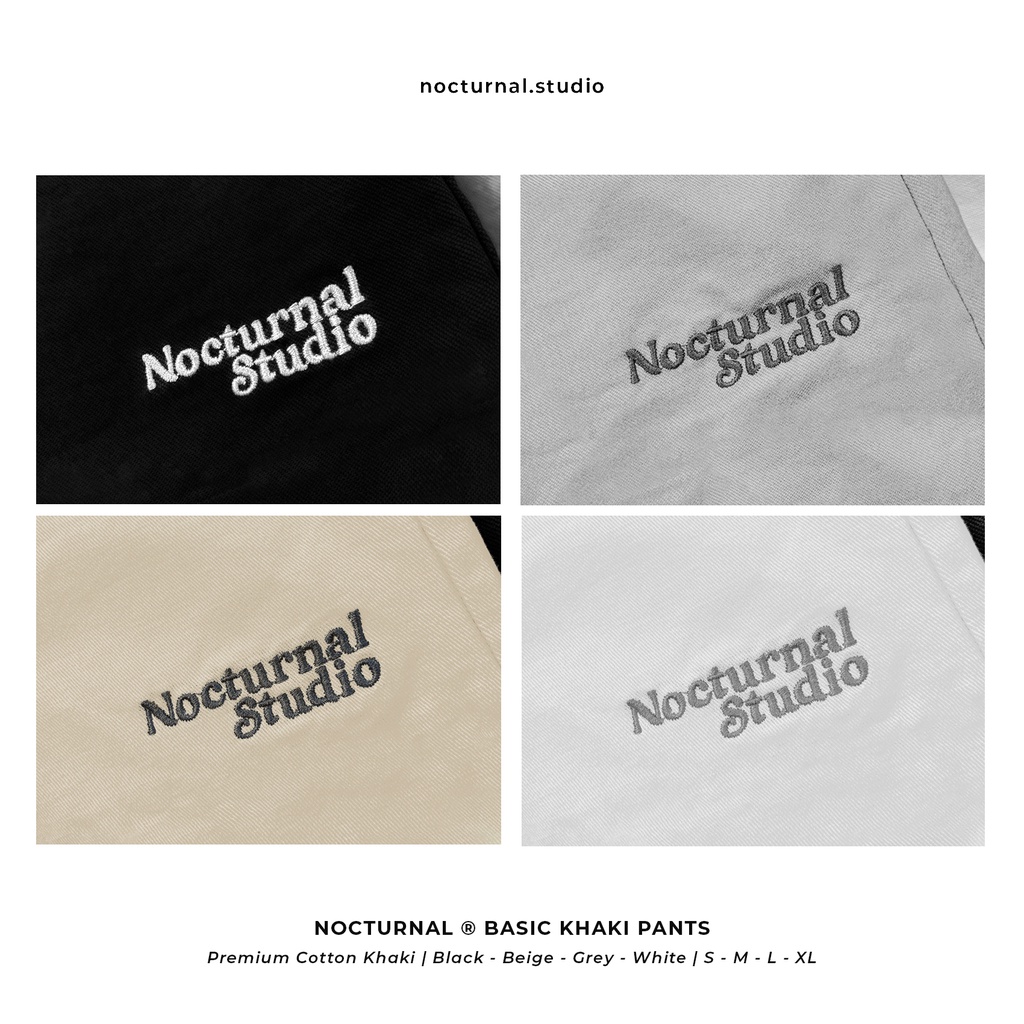 Quần Kaki Dài Ống Rộng Thêu Basic NOCTURNAL Nam Nữ Unisex Local Brand