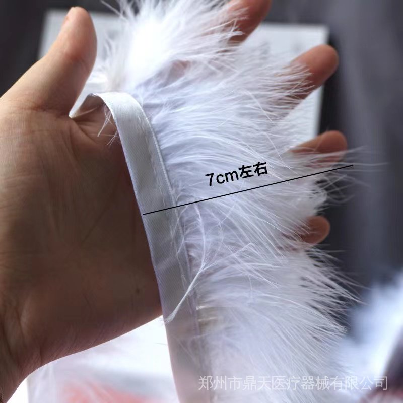 1 mét lông vũ marabou trắng mịn cắt viền rộng 7cm quần áo may thủ công mỹ nghệ trang trí mận