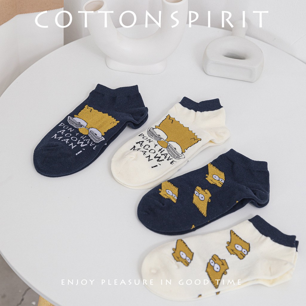 Tất cổ thấp In hình Hoạt hình Simpson Dễ thương Cao cấp Nhật Bản Vớ Cổ ngắn Nam nữ Unisex Họa tiết Cotton