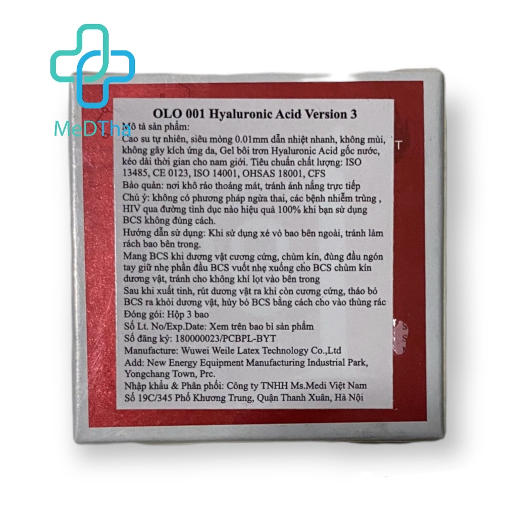 Bao Cao Su OLO 001 - BCS Olo, Feeling ultrathin, Siêu Mỏng, Trơn, Mùi Vani (Hộp 3/10 chiếc) [Chính Hãng]