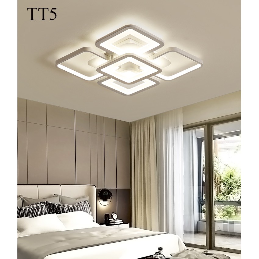 Đèn ốp trần đèn áp trần trang trí phòng khách phòng ngủ có kèm điều khiển từ xa phân tầng 3 chế độ sáng mẫu TT5