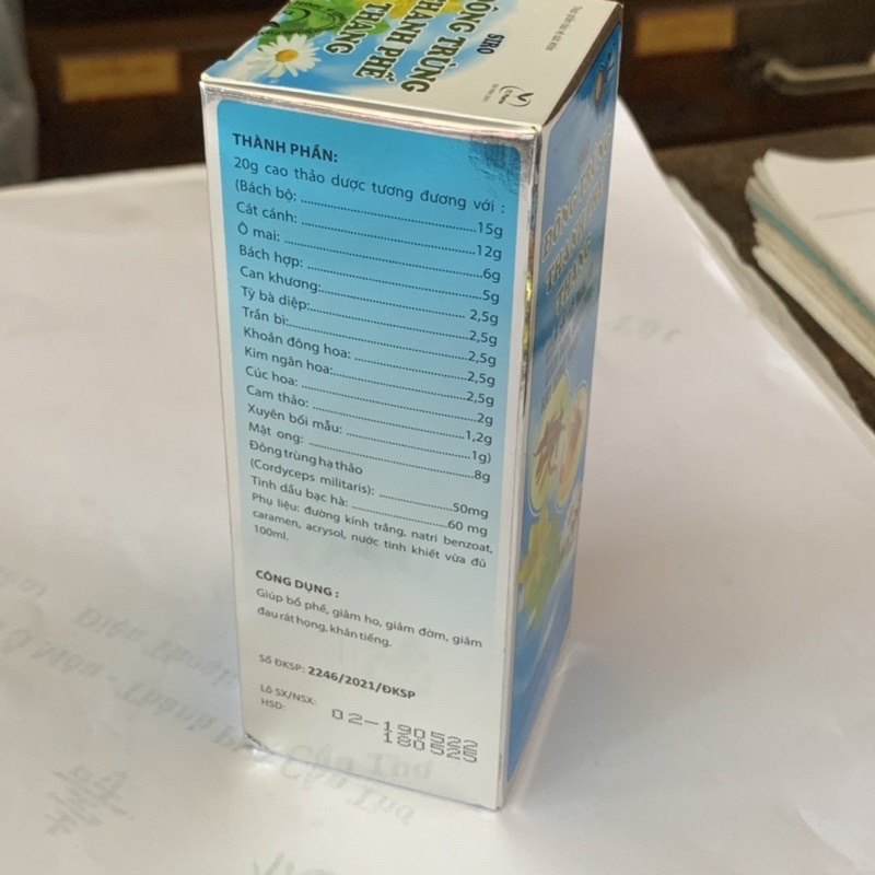 Siro bổ phế ĐÔNG TRÙNG THANH PHẾ THANG - Chai 100ml - Bổ phế, giảm ho, giảm đờm, giảm đau rát họng, khàn tiếng