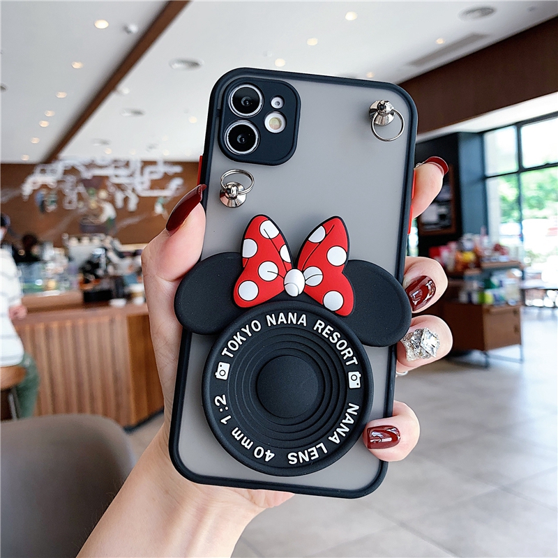 Cartoon Minnie Sling Case for OPPO F11 F9 Pro Reno 5 4 3 Pro 2 2F with Mirror Stand +Shoulder Hanger