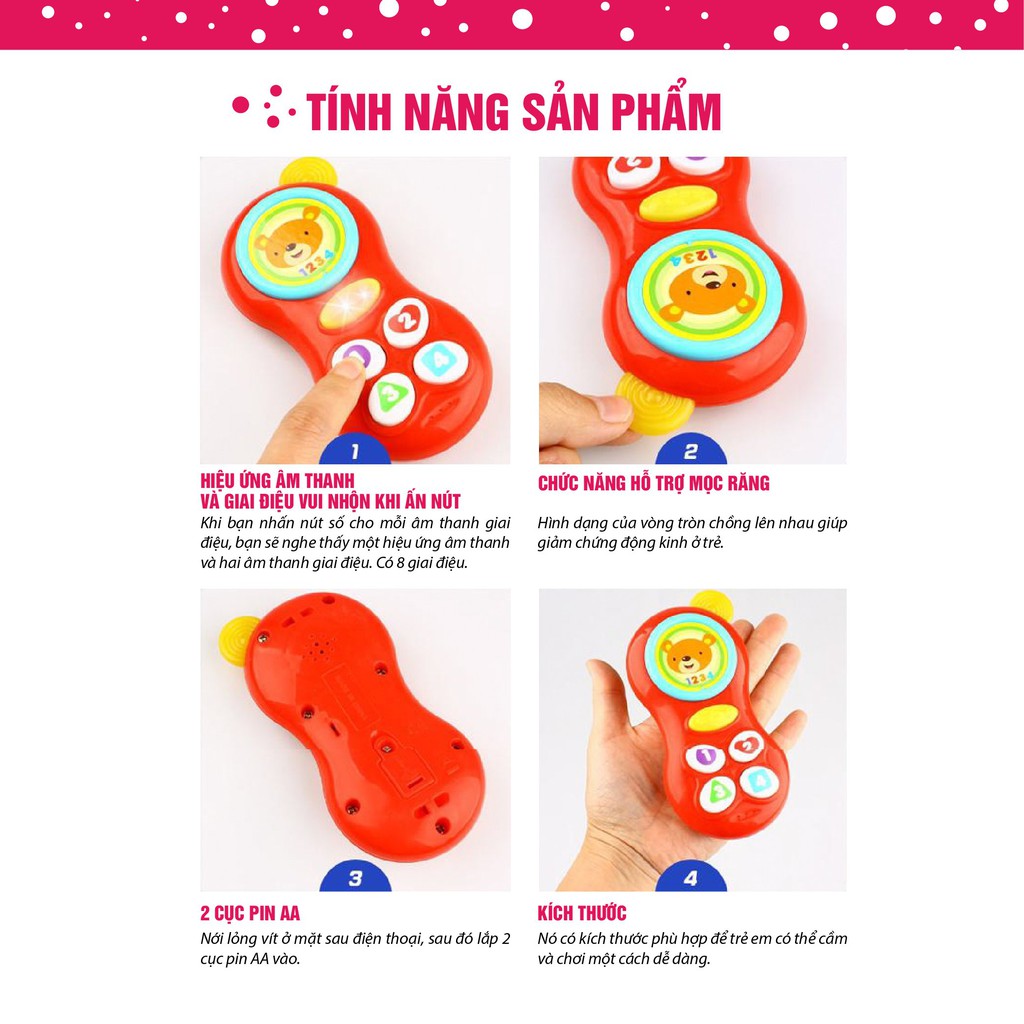 Đồ chơi điện thoại vui nhộn - điều khiển từ xa phát nhạc vui vẻ Winfun 0638 cho bé từ 6 tháng tới 24 tháng