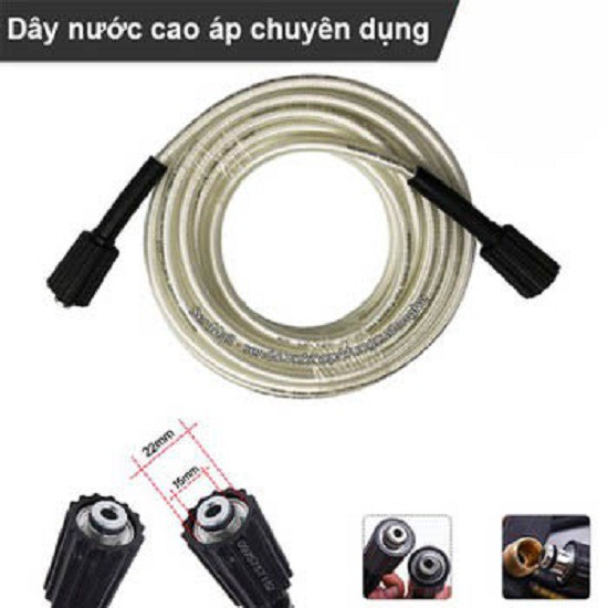 Dây rửa xe 10m - 20m cho máy rửa xe tặng 1 lọc đầu nối - Dây Rửa Xe Cao Áp Cho Máy Xịt Rửa Áp Lực - Ren Trong 22mm