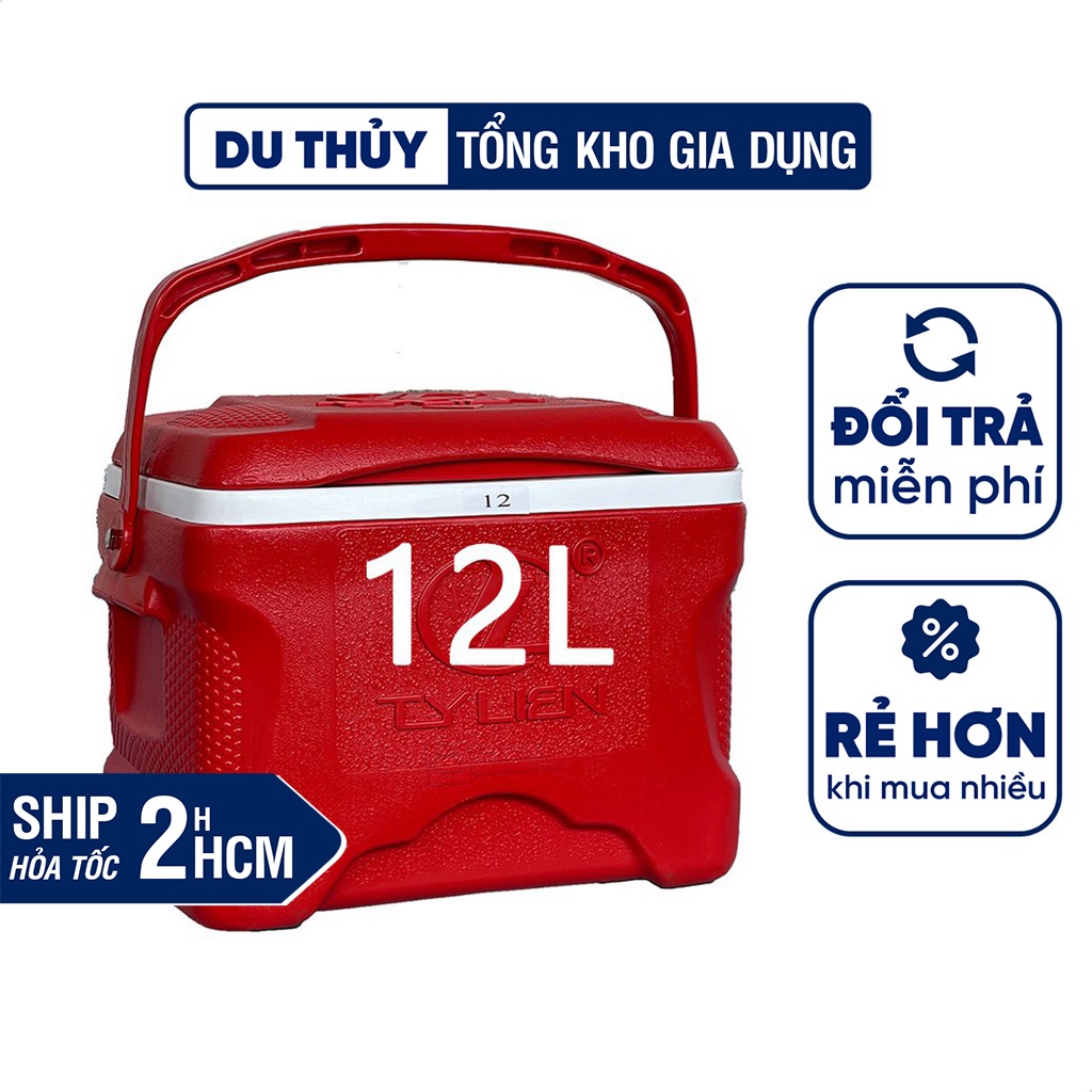 Thùng đựng đá vuông 12L Happy Cooler có quai xách , giữ lạnh tốt đến 36h, nhựa chính phẩm, cứng cáp, bền đẹp