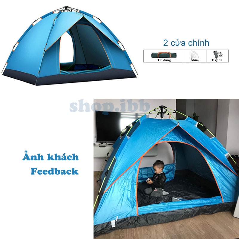 Lều Cắm Trại Lều Dã Ngoại Tự Bung - Lều Du Lịch 2 lớp chống nước, chống tia UV, cỡ lớn dành cho 4-6 người [210x200x135]