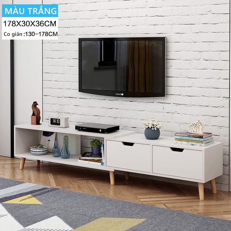 kệ tivi để sàn thông minh có thể thay đổi diện tích GP82 full trắng