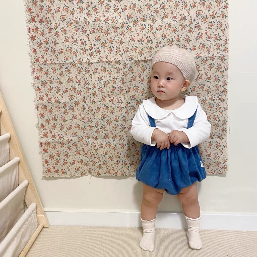 Áo Cotton Cổ Cánh Sen Mặc Cùng Quần Yếm, Váy Và Quần Cạp Cao Cho Bé Gái Siêu Xinh