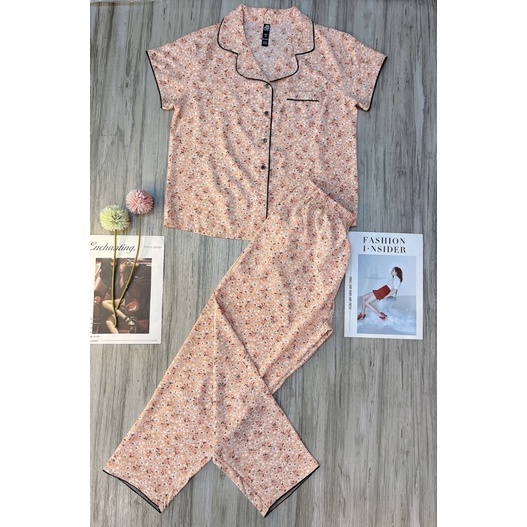 Đồ Bộ Pijama Lụa Cho Nữ Mặc Nhà Hoa Mới VNXK ABCASUAL MPD4
