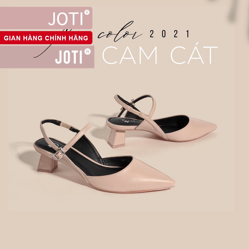 Giày Cao Gót Nữ JOTI Lolita 3269VN5 - Mũi Nhọn Hở Gót Đế Trụ Vuông Cao 4cm Da Mờ - Mang Công Sở Dự Tiệc