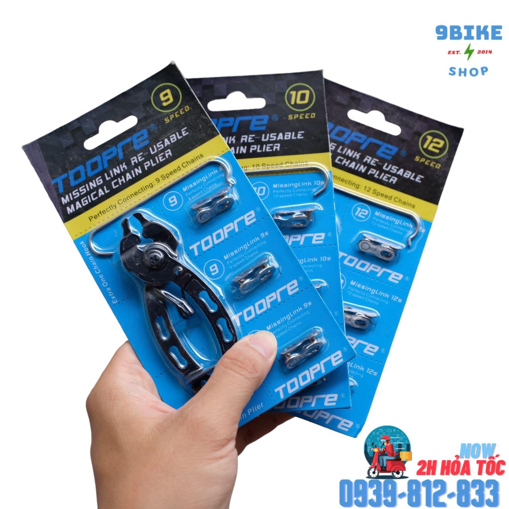 Bộ nối sên nhanh masterlink kèm kềm bấm và giữ sên Toopre cho 9,10,12 tốc độ