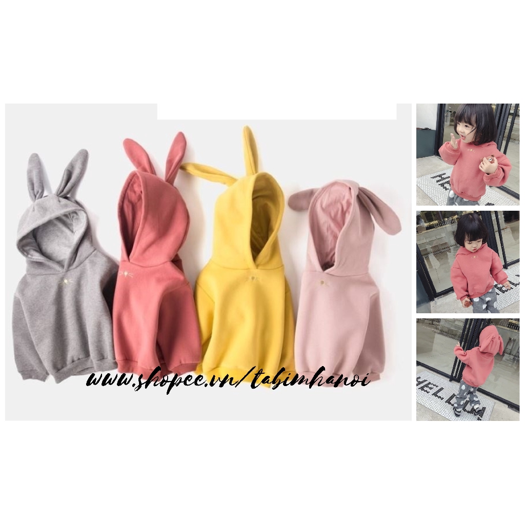 Áo nỉ hoodies tai mèo dễ thương QATE383 cho bé gái