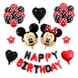 Bộ Bóng Bay Màng Nhôm Màu Đỏ Đen Hình mickey minnie Trang Trí Tiệc Sinh Nhật Cho Bé