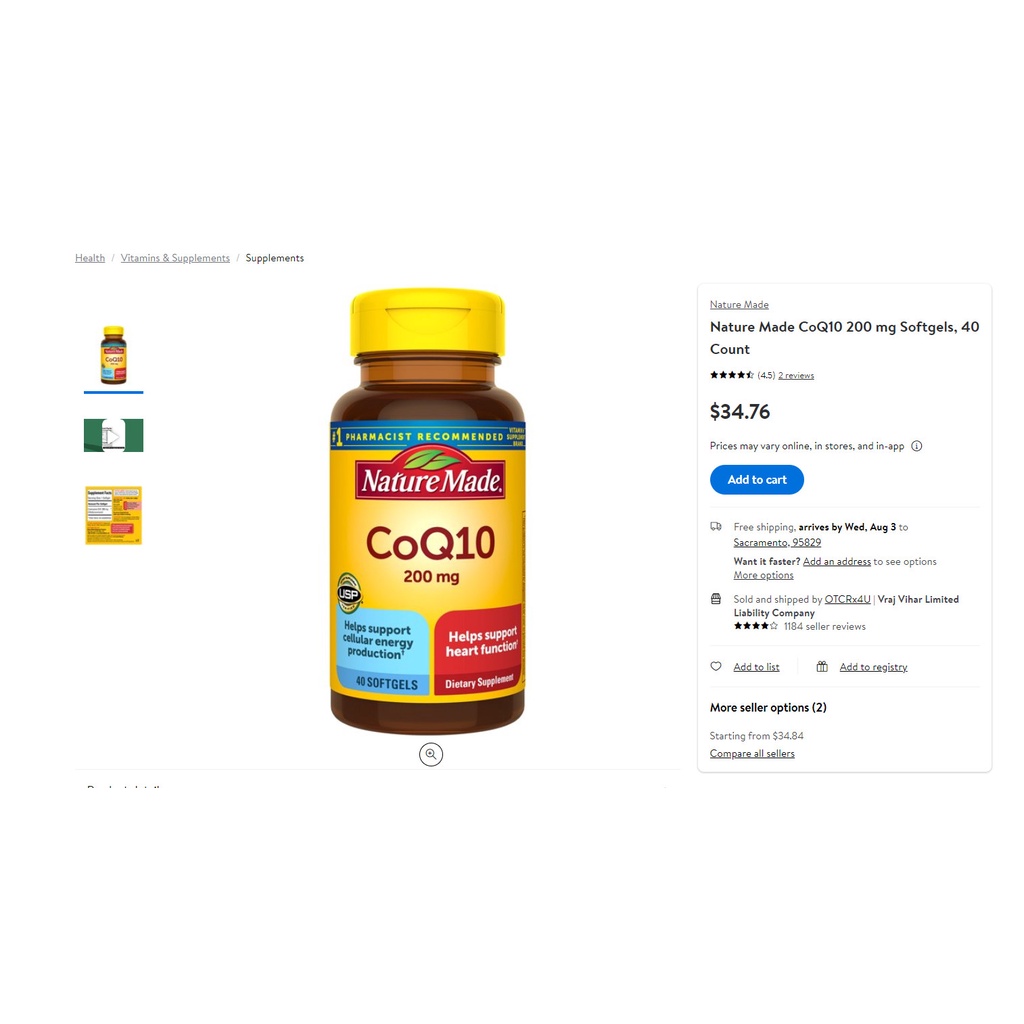 Viên uống bổ tim mạch CoQ10 Nature Made THUỐC BỔ TIM 40 viên của Mỹ