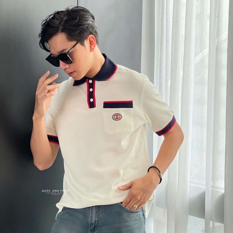 Áo thun Nam Nữ ⚡FREE SHIP⚡ Áo Polo có cổ Gucci túi ngực !