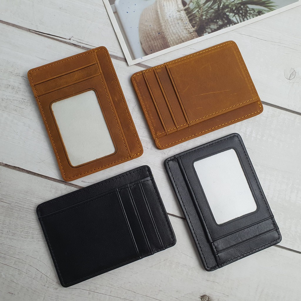 Ví đựng thẻ da bò thật siêu mỏng chống sờn nhỏ gọn tinh tế Card Holder mini