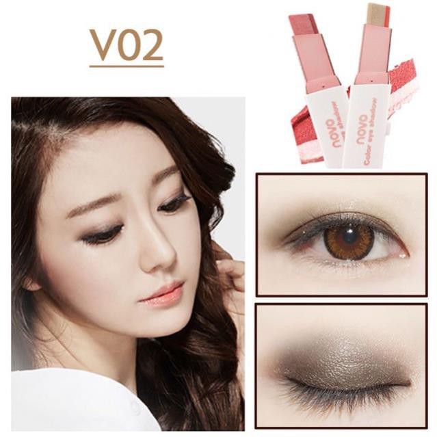 Bút sáp màu mắt NOVO Eyeshadow Double Color Grandient Stick (Phấn mắt NOVO dạng thỏi 2 màu có ánh nhũ) - YZ01 | BigBuy360 - bigbuy360.vn