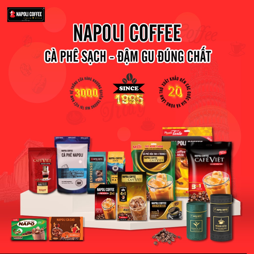 COMBO 2 Túi Lớn Cafe Sữa Đá Napoli Coffee - Cafe Hoà Tan 3IN1 - Cà Phê SẠCH (35 gói x 22g)