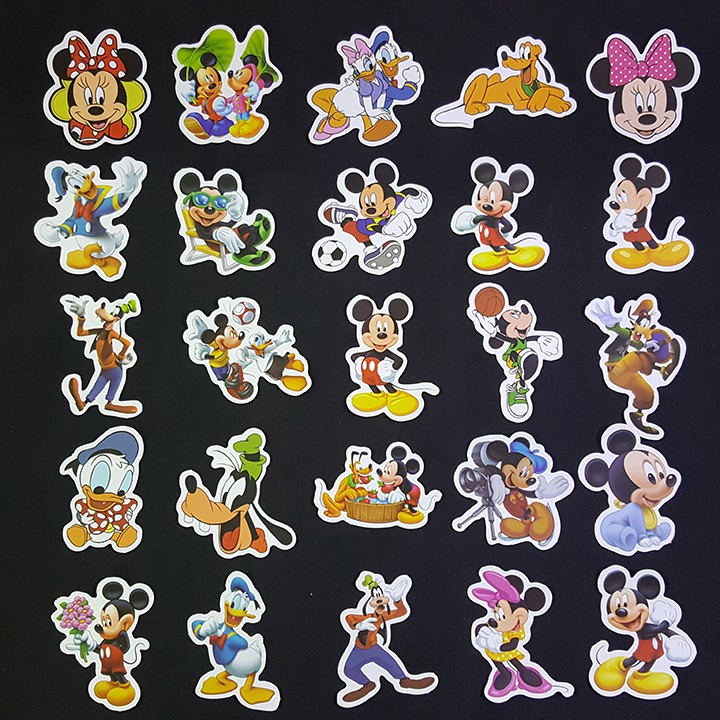 Bộ Sticker dán cao cấp chủ đề MICKEY MOUSE - Dùng dán Xe, dán mũ bảo hiểm, dán Laptop...