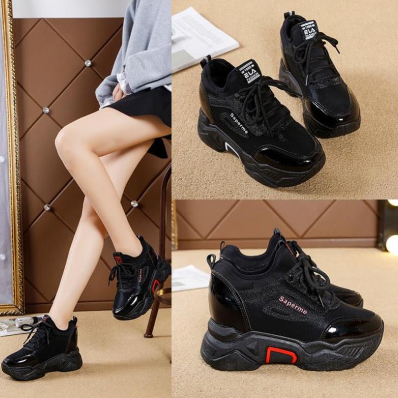 T153 giầy thể thao độn đế 8cm màu đen cá tính kèm ảnh thật, 👞