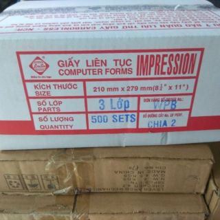 (Giấy  in liên  sơn)Giấy  in liên  tục 3 liên  chia 2 khổ  310(hoặc  A4 3 liên)