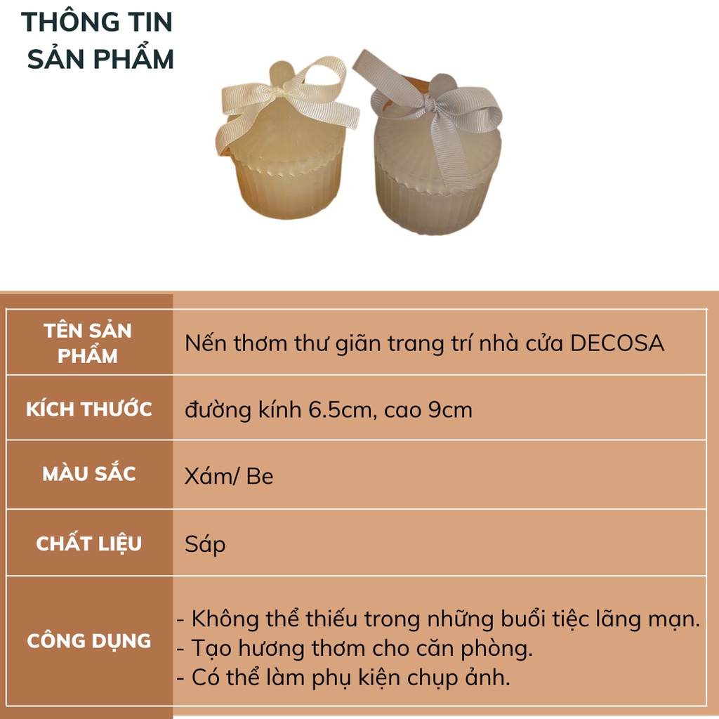 Nến thơm thư giãn trang trí nhà cửa DECOSA