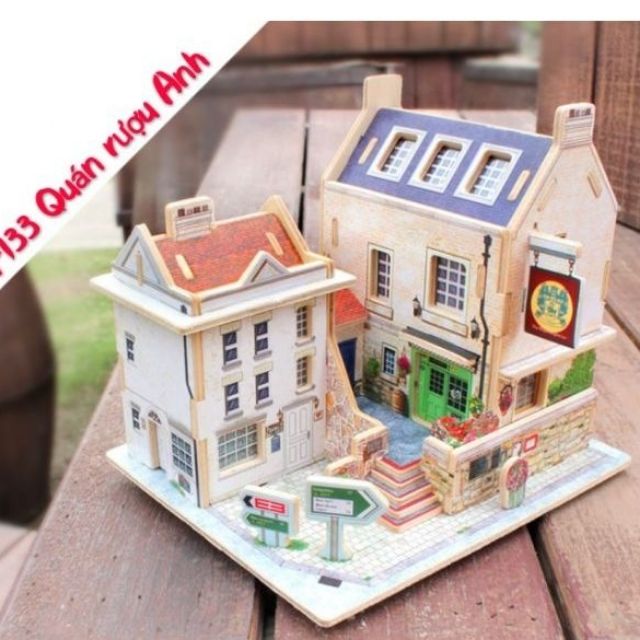 Mô hình nhà gỗ lắp ráp 3D theo khớp - Kiến trúc Anh F132 F133 F134 F135