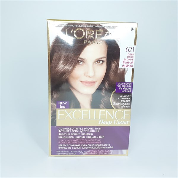 Kem nhuộm dưỡng tóc phủ bạc Loreal Excellence Deep Cover màu 621 nâu vàng