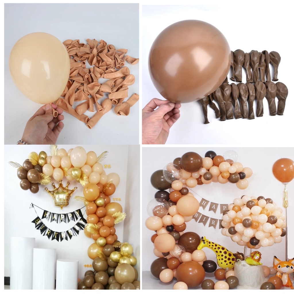 (Video Review) Sỉ Gói 100 Bóng Bay Các Màu Phong Cách Châu Âu - Bóng Bay Màu Nâu - Màu Xanh Bạch Đàn - Xanh Matcha