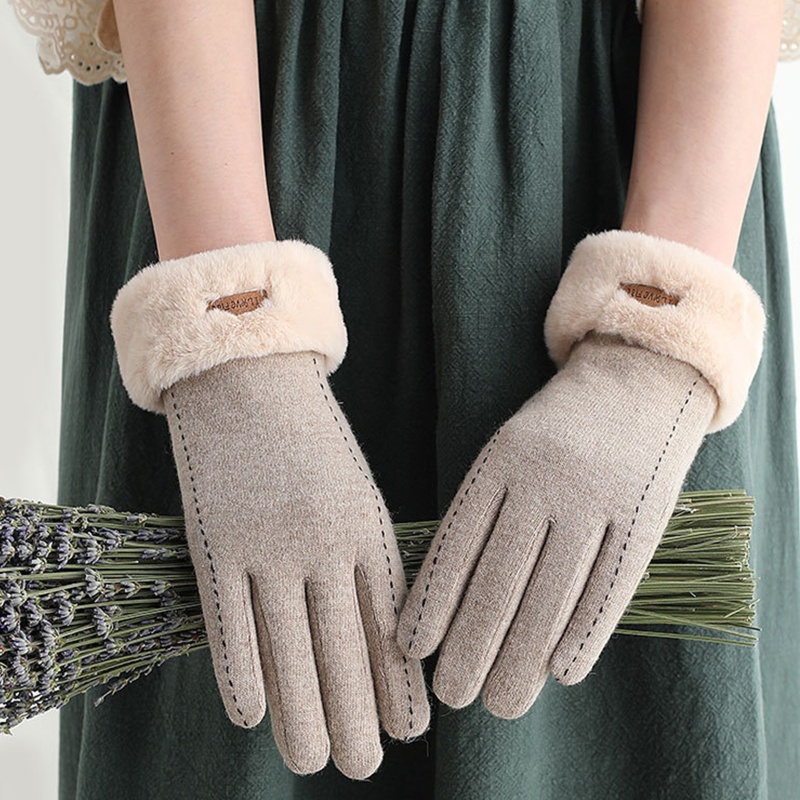 Găng Tay Len Giả Lông Xù Giữ Ấm Cảm Ứng Thời Trang Nữ