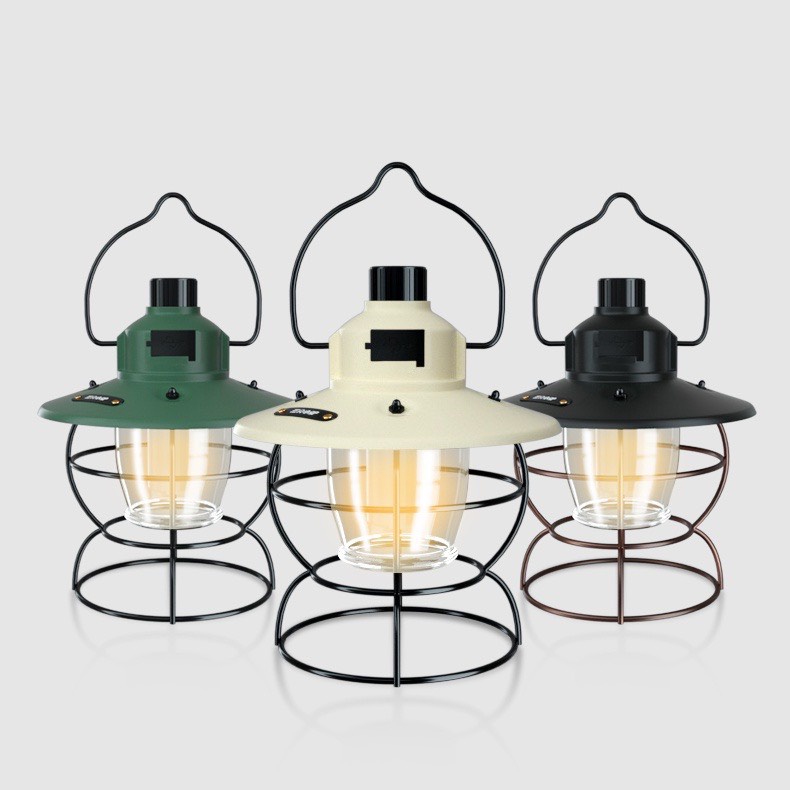 Đèn cắm trại, du lịch, câu cá, thiết kế cổ điện, 3 chế độ sán, trang trí siêu đẹp