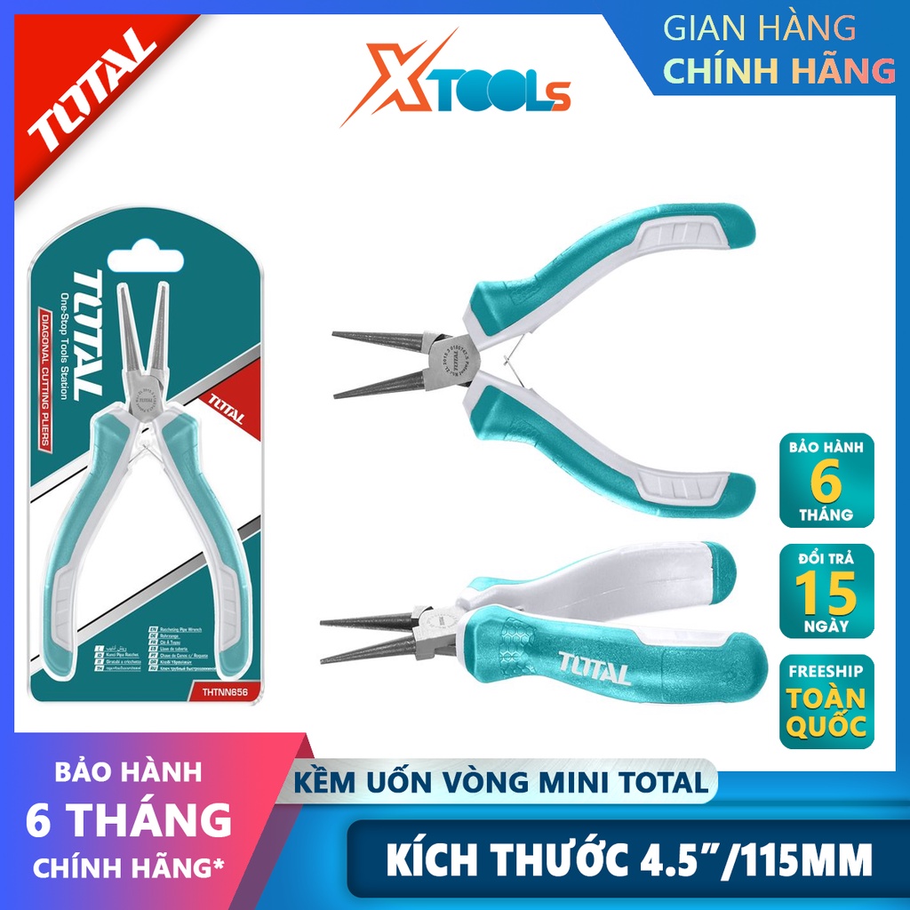 Kềm uốn vòng mini TOTAL THTMN656 Kìm uốn vòng Kích thước 4,5 &quot;/ 115mm, thép CR-V, tay cầm cách điện,bọc cao su chống trơ