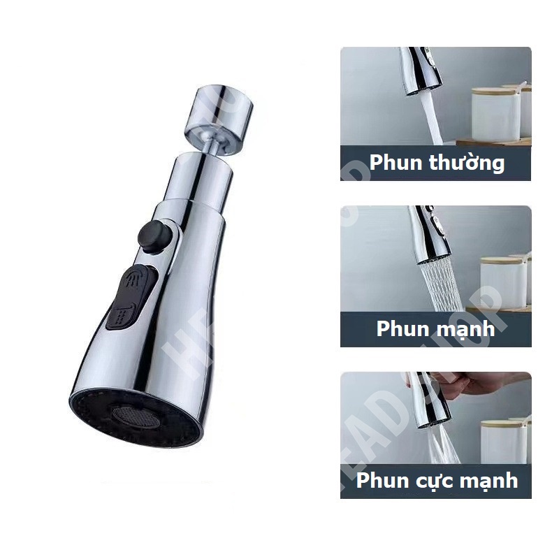 Đầu vòi nước tăng áp rửa bát xoay 360 độ 3 chế độ đa năng V4 HeadShop