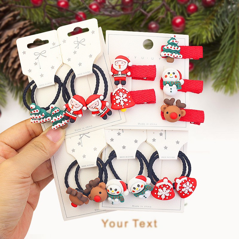 Set 10 cột tóc đỏ Noel giáng sinh siêu xinh cute cho bé gái - cột tóc bé gái- Selenshop