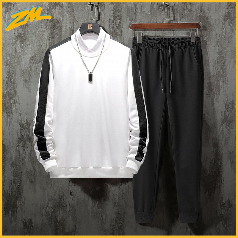 Bộ thể thao nam thu đông dài tay chất umi thoáng mịn co dãn thể thao 1 sọc đơn giản