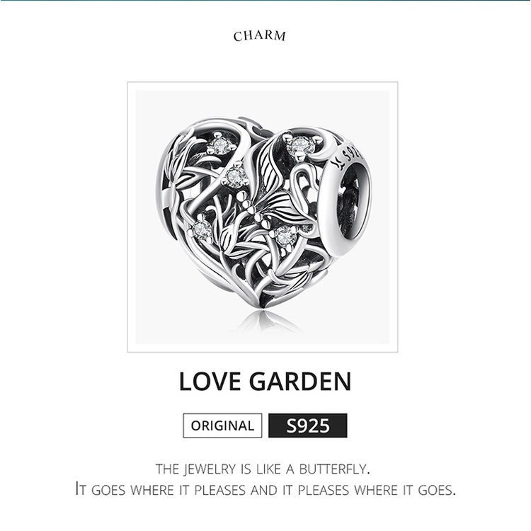 Hạt phụ kiện BAMOER SCC2098 bằng bạc 925 hình trái tim tinh tế