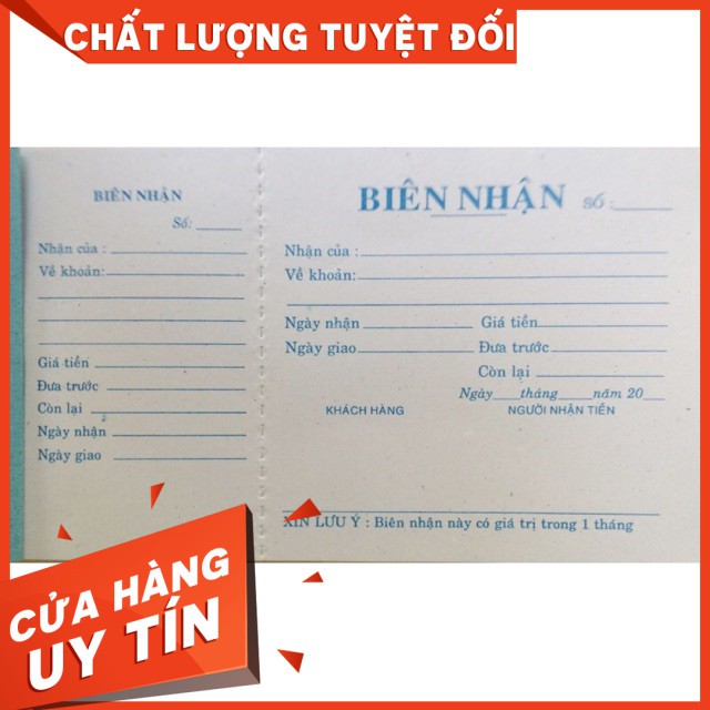 Biên nhận 1 liên trắng