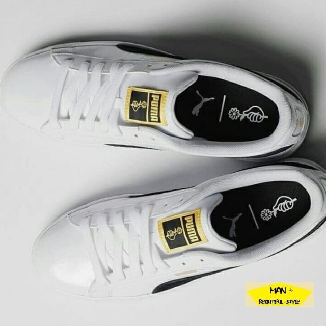 puma x bts basket patent sneakers