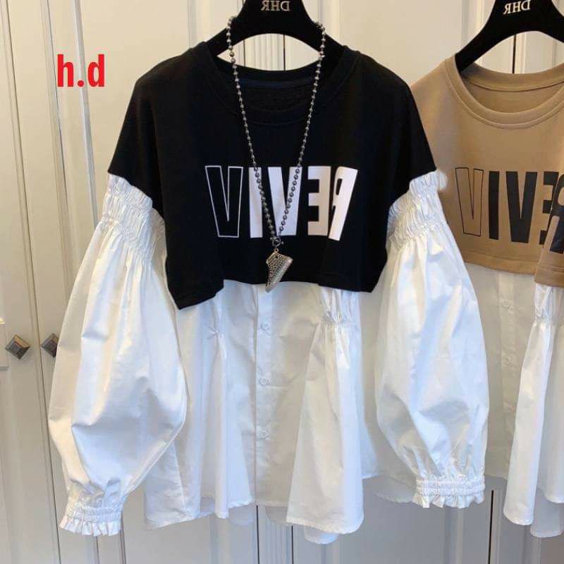 áo thun babydoll reviv phối sơ mi