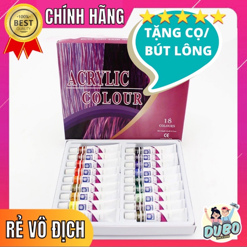 [18 MÀU-CHÍNH HÃNG] Sơn Acrylic-Vẽ áo, vẽ giày, vải, tường, body... không bong phai.