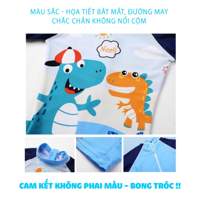 Đồ Bơi Cho Bé Trai [7 - 30kg] Mũ Chống Nắng| Bộ Bơi Bé Trai Liền Thân Hình Khủng Long Dễ Thương