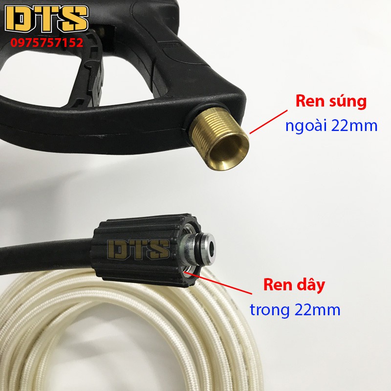 Súng xịt - súng rửa xe áp lực cao DTS3 Ren ngoài 22mm