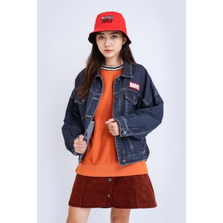 Áo Khoác BOO jeans nữ đính patch Marvel