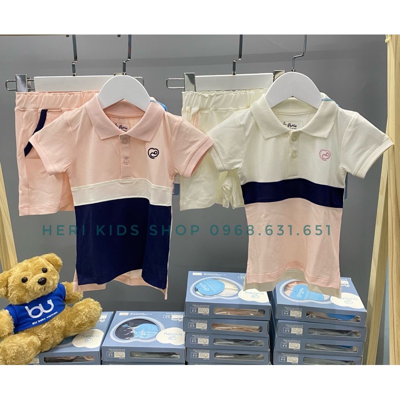 Bộ cộc tay cho bé kẻ Polo BUBABY 6M - 4y