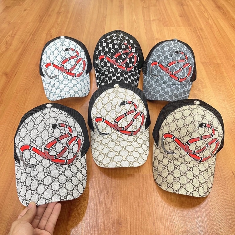 Nón Kết Lưỡi Trai Nam Nữ in Rắn Phối Lưới thời trang