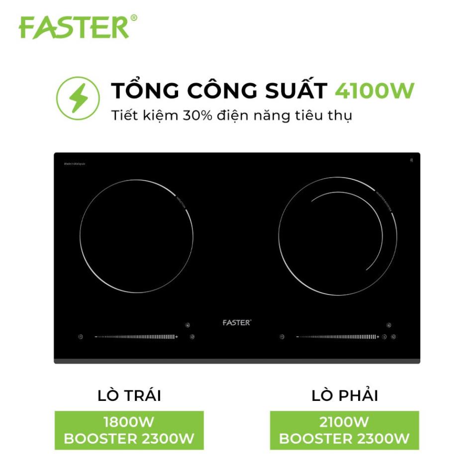 Bếp điện từ đôi FASTER FS 782I Booster công suất 2300W, kính Kanger - Bảo hành Chính hãng 36 tháng